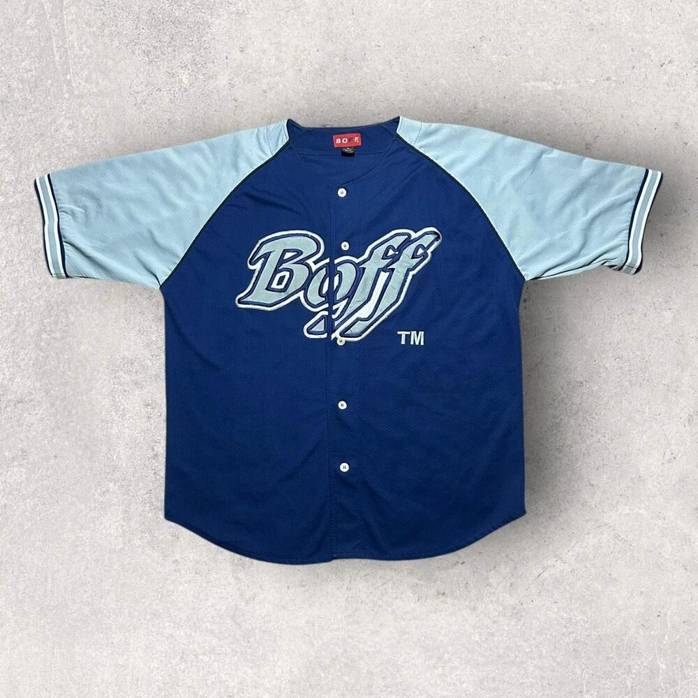 VNTG BOFF Y2K JERSEY BLUE AND SILVER SIZE XL
